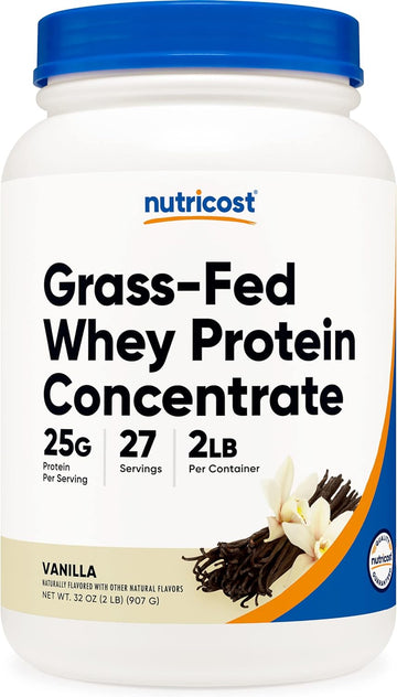 Nutricost Grass-Fed Whey Protein Concentrate (Vanilla) 2LBS - Undenatu