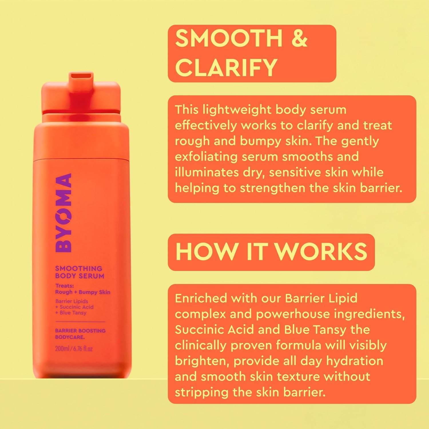 Byoma Smoothing Body Serum & Polish Bundle – For Breakouts & Textured Skin – Exfoliating + Soothing With Pha, Succinic Acid & Blue Tansy – Skin Barrier Support – 10.4 Fl Oz + 6.76 Fl Oz : Beauty & Personal Care