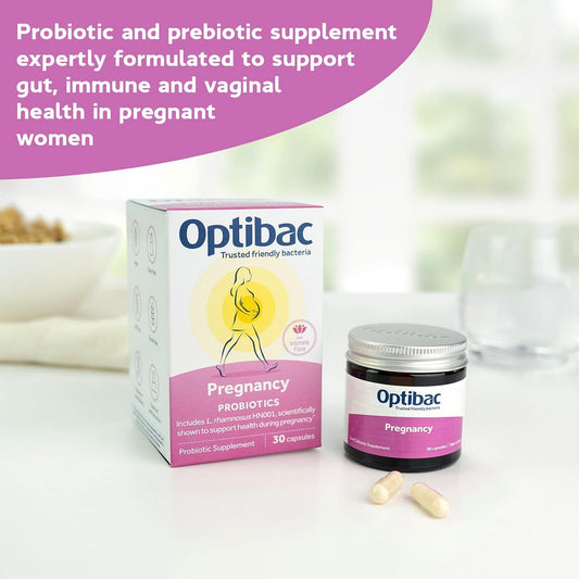 Optibac Probiotics Pregnancy - Vegan Probiotic For Pregnant & Breastfeeding Women To Support Gut, Immune & Vaginal Health, 12 Billion Cfu & Prebiotic - 30 Capsules