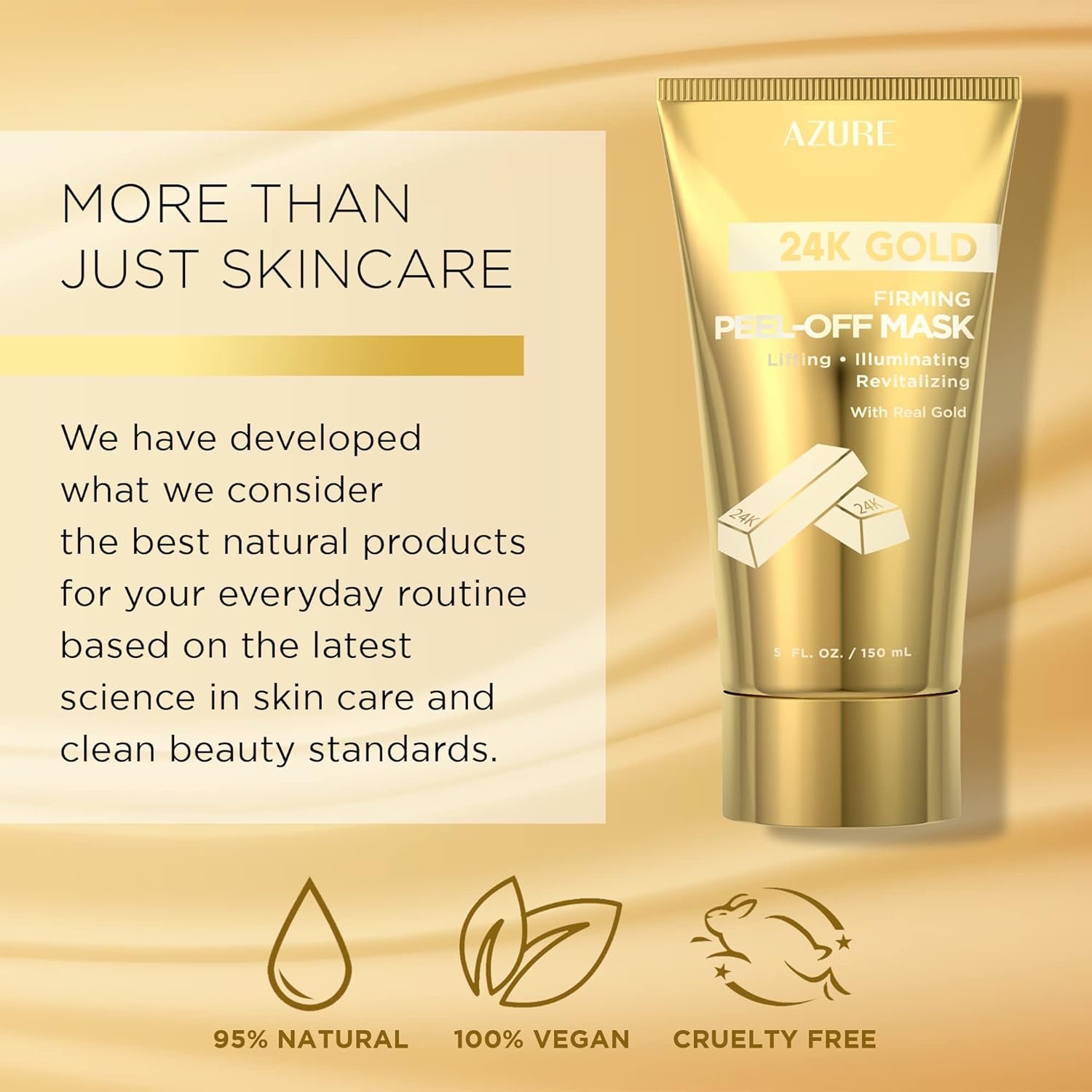 24K Gold Firming Peel Off Face Mask – Removes Blackheads, Dirt & Oils | Firms Lifts & Moisturizes | Reduces Wrinkles, Fine Lines & Acne Scar - 150Ml : Beauty & Personal Care