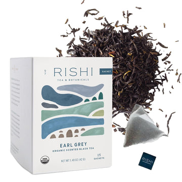 Rishi Tea Earl Grey Tea | Usda Organic Direct Trade Sachet Tea Bags, Certified Kosher Pure Black Tea With Bergamot Oil, Energizing & Caffeinated | 15 Count (Pack Of 1)