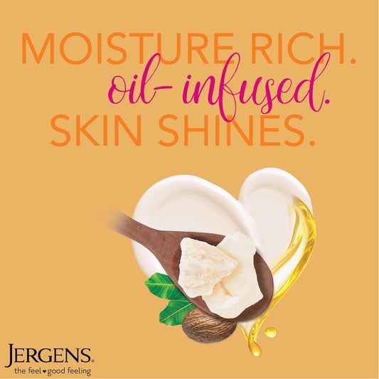 Jergens Shea Butter Body Lotion, Deep Conditioning Moisturizer, Hydration for Dry to Very Dry Skin, with Pure Shea Butter, 3X More Radiant Skin, Dermatologist Tested, 16.8 oz