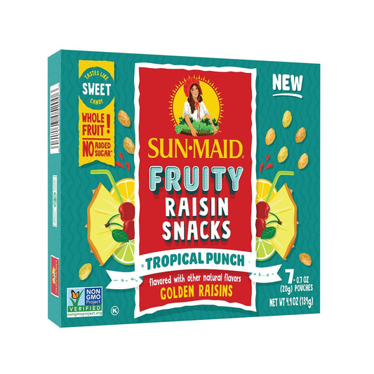 Sun-Maid • Tropical Punch Fruity Raisins Snacks, 0.7 Ounce Box (21 Total), Dried Fruit, 0G Added Sugar, Non-Gmo, Healthy Lunch Box Snack