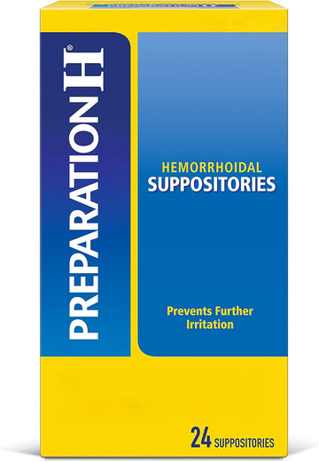 Preparation H Hemorrhoid Suppositories for Itching and Discomfort Relief - 24 Count