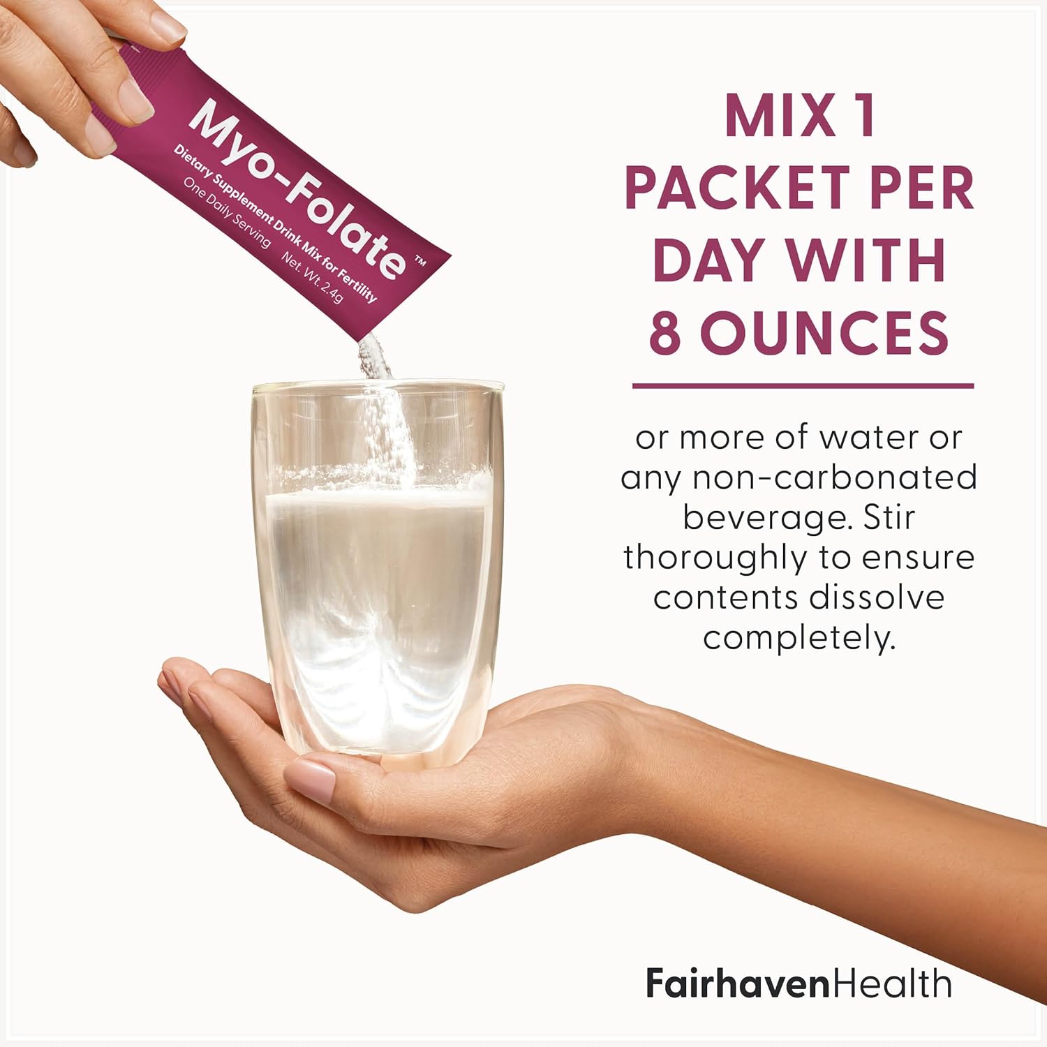 Fairhaven Health Folate And Myo Inositol Powder For Women - 1 Per Day, Female Fertility Supplement, Ovarian Health And Egg Quality - 2000 Mg Myo-Inositol And 333 Mcg Methylfolate – 30 Stick Packs : Health & Household