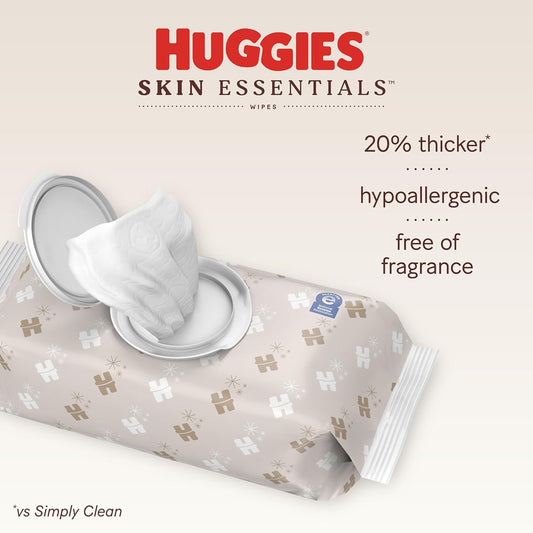 Huggies Skin Essentials Baby Wipes, Hypoallergenic, 99% Water, 10 Flip Top Packs (560 Wipes Total)