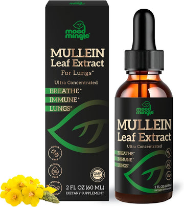 Mullein Leaf Extract For Lungs - Mullein Drops For Respiratory Health Support Lung Detox Cleanse - Vegan Sugar-Free Gluten Free - Liquid Supplement For Men Women 2Fl. Oz (60Ml) (1 Pack)