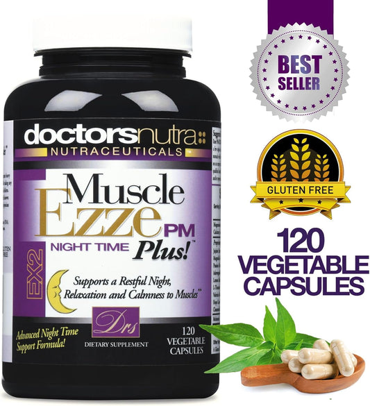 Doctors Nutra Muscle Ezze Pm Plus - 3,000Mg - Relaxant With Magnesium Glycinate - Gluten Free – 120 Capsules