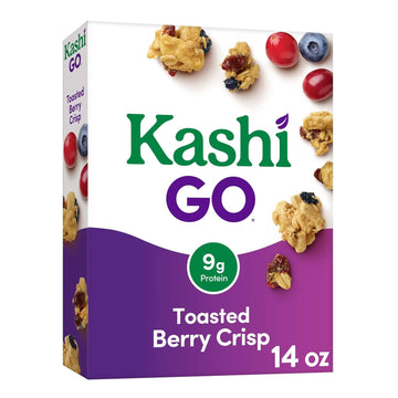 Kashi GO Breakfast Cereal, Vegan Protein, Fiber Cereal, Toasted Berry Crisp, 14oz Box (1 Box)