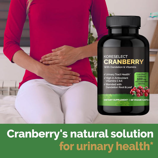 Cranberry 17,000mg with Dandelion & Vitamins, UTI Relief, Antioxidant Supplement, Immune Support, Bladder Health for Women & Men 60 Vegan Capsules