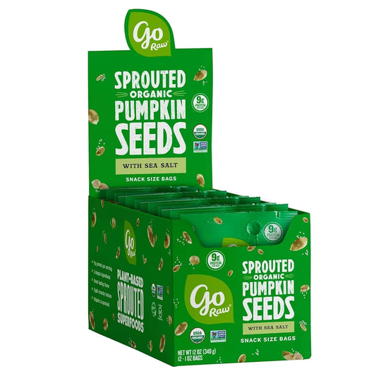 Go Raw Organic Sprouted Pumpkin Seeds, 1 Oz, 12 Pack, Sea Salted, Keto, Kosher, Superfood