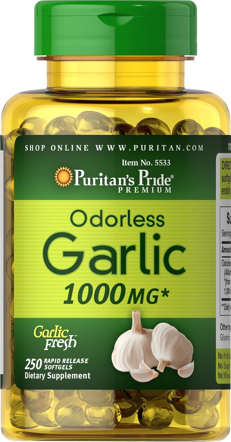 Puritan'S Pride Odorless Garlic 1000 Mg Rapid Release Softgels, 250Count