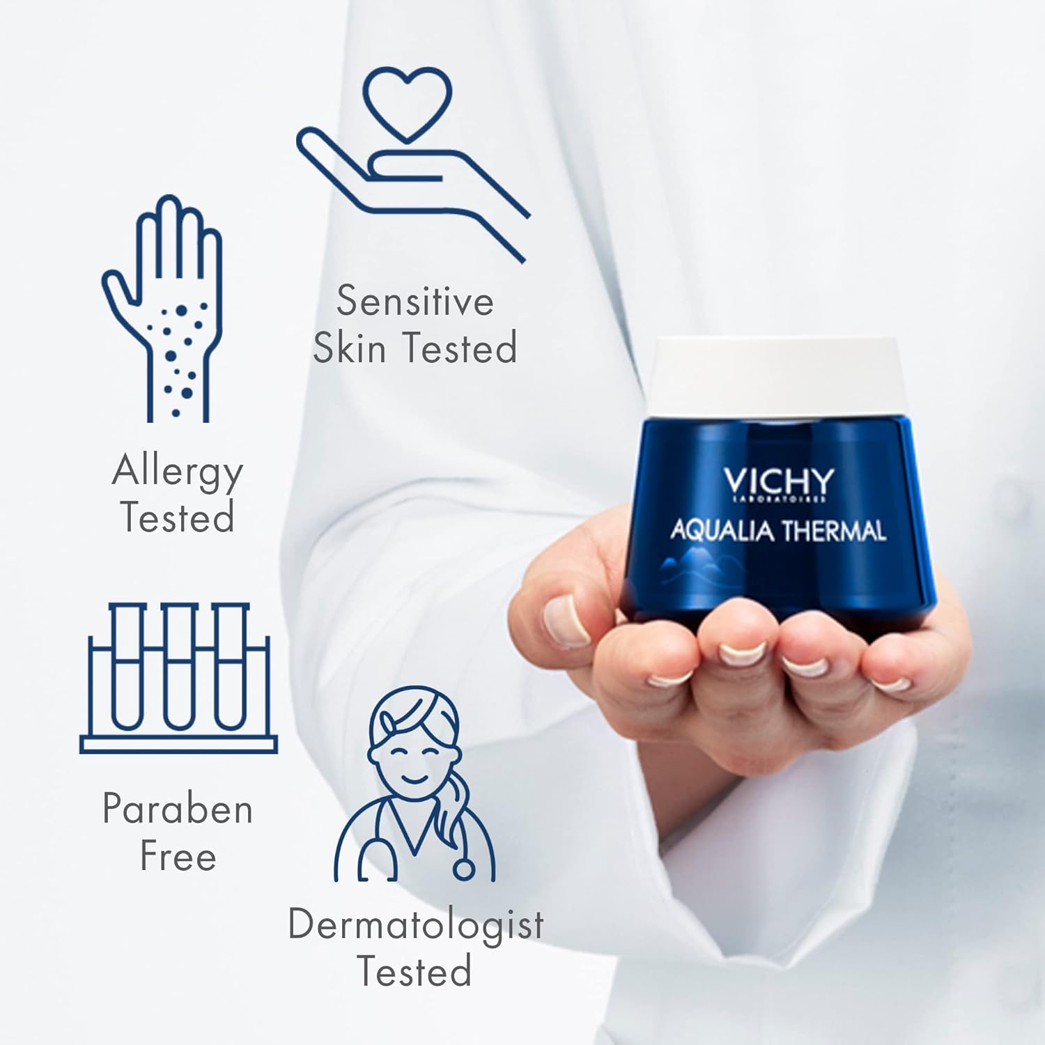 Vichy Aqualia Thermal Spa Face Night Cream and Overnight Mask with Hyaluronic Acid, Moisturizer for Face and Neck, Moisturizing Night Time Anti Wrinkle Cream, Light Scent, Paraben Free : Beauty & Personal Care