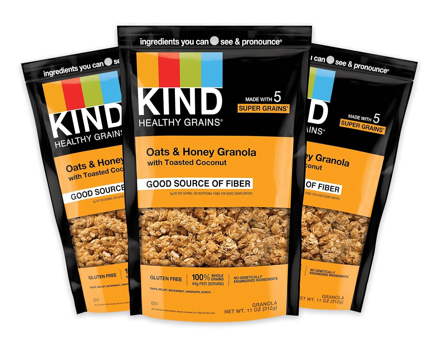 Kind Healthy Grains Clusters, Oats & Honey, Healthy Snacks, Gluten Free, 10G Protein, 3 Count