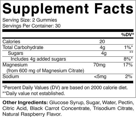 Vitamatic Magnesium Citrate Gummies 600mg per Serving - 60 Vegan Gummies - Promotes Healthy Relaxation, Muscle, Bone, & Energy Support (60 Gummies (Pack of 1))