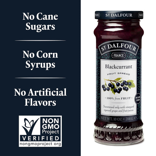St. Dalfour Blackcurrant Fruit Spread - 10Oz - 100% From Fruit, No Artificial Ingredients, Non-Gmo, No Cane Sugars, All Natural, Made In France
