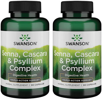 Swanson Senna Psyllium Cascara Complex Gi Tract Regularity Support 90 Capsules (2 Pack)