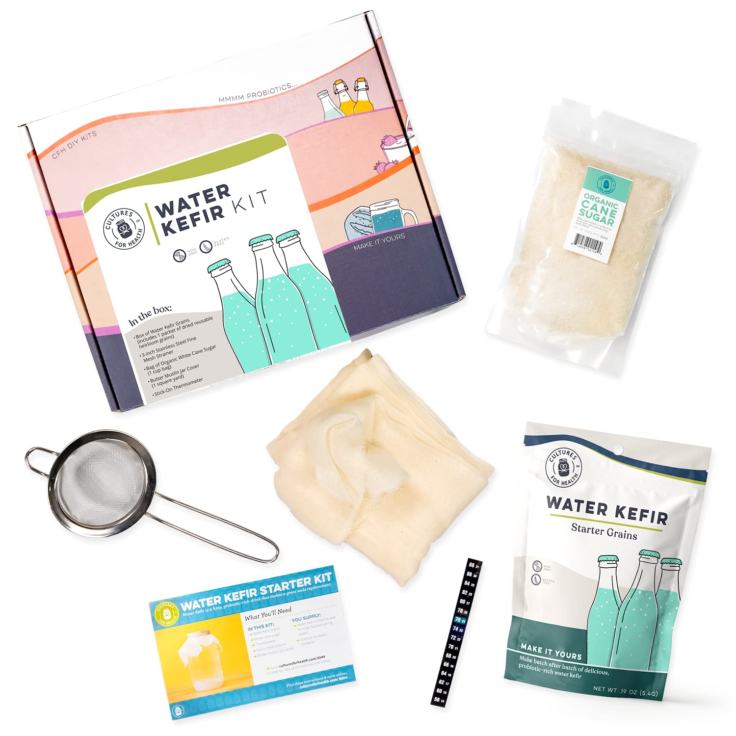 Cultures For Health Water Kefir Starter Kit | Easy To Maintain Kefir Starter Culture | Bulgaros De Leche Vivos | Reusable Without Loss Of Nutrients | Natural, Non Gmo, Gluten Free | Soda Alternative
