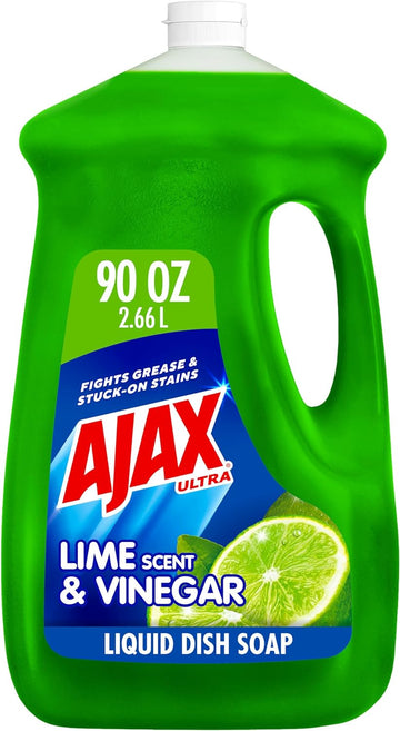 Ajax Ultra Liquid Dish Soap Vinegar and Lime Scent, Sparkling Clean Dishes, 90 oz Bottle