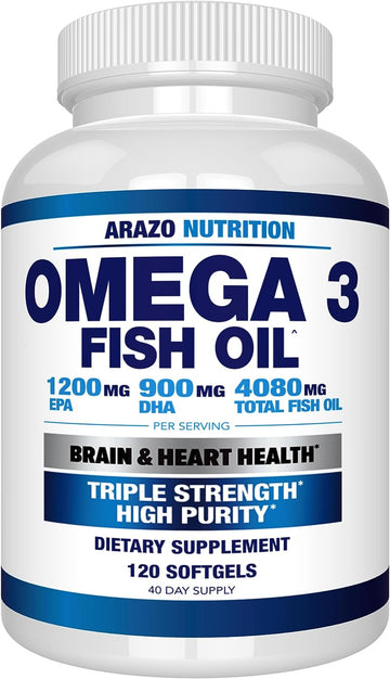 Arazo Nutrition Wild Caught Omega 3 Fish Oil ? 120 Soft Gels ? 4,080mg