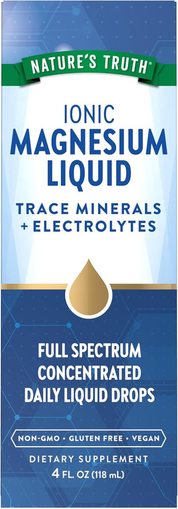 Nature'S Truth Ionic Magnesium Liquid Drops | 200Mg | 4 Fluid Ounces | With Electrolytes & Trace Minerals | Vegan, Non-Gmo & Gluten Free Supplement