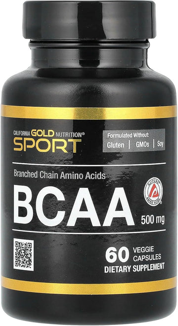 California Gold Nutrition Bcaa, Ajipure® Branched Chain Amino Acids 2:1:1 With L-Leucine, L-Isoleucine, And L-Valine, 500 Mg, 60 Veggie Capsules