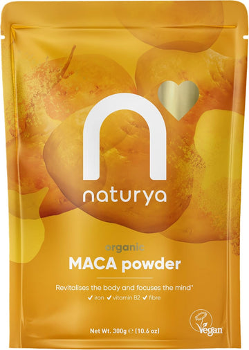 Naturya Organic Maca Powder, Rich In Riboflavin And Iron, Supports Energy And Immunity, Sweet Malty Flavor, Gluten-Free, Vegan, Kosher - 300G