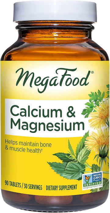 Megafood Calcium Magnesium Supplement - With Fermented Magnesium Glycinate - Supports Bone Health & Heart Health - Calcium & Magnesium Supplement For Men & Women - Non-Gmo - 90 Tabs (30 Servings)