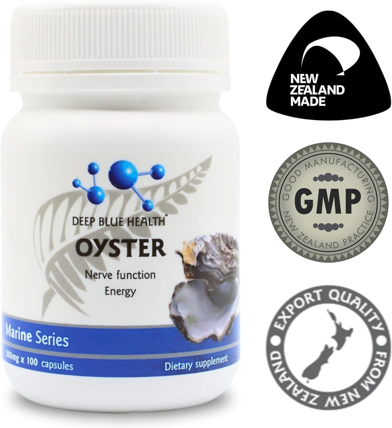 New Zealand Oyster Extract Powder - 500Mg X 100 Capsules - Zinc Supplement Pills For Men And Women - Supports Immune Health, Energy And Nerve Function W/ Green Lipped Mussel : Health & Household