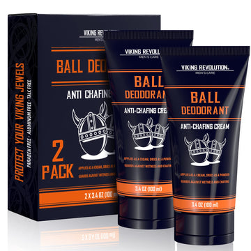 Viking Revolution Balls Deodorant For Men With Aloe Vera And Purslane - Groin Deodorant For Men Talc Free - Quick Drying Ball Cream For Men - Crotch Deodorant For Men Anti Chafing Cream For Men 2 Pack