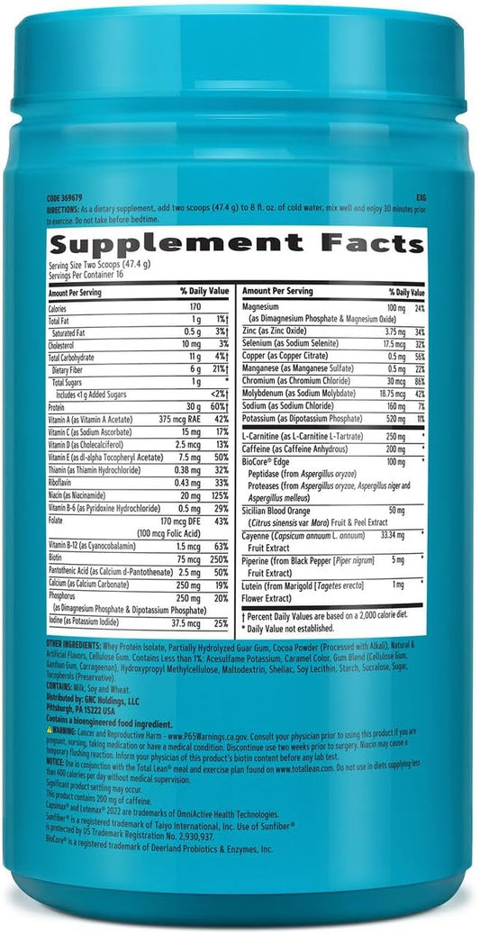 Gnc Total Lean | Lean Shake Burn, Protein Powder | Hunger Satisfying, High Protein Blend, Proven To Burn 3X More Calories | Chocolate Fudge | 16 Servings