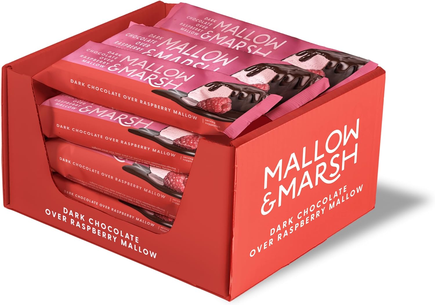 Mallow & Marsh Raspberry Marshmallow Bar Coated In 70% Dark Chocolate - Multipack – 12 X 35G