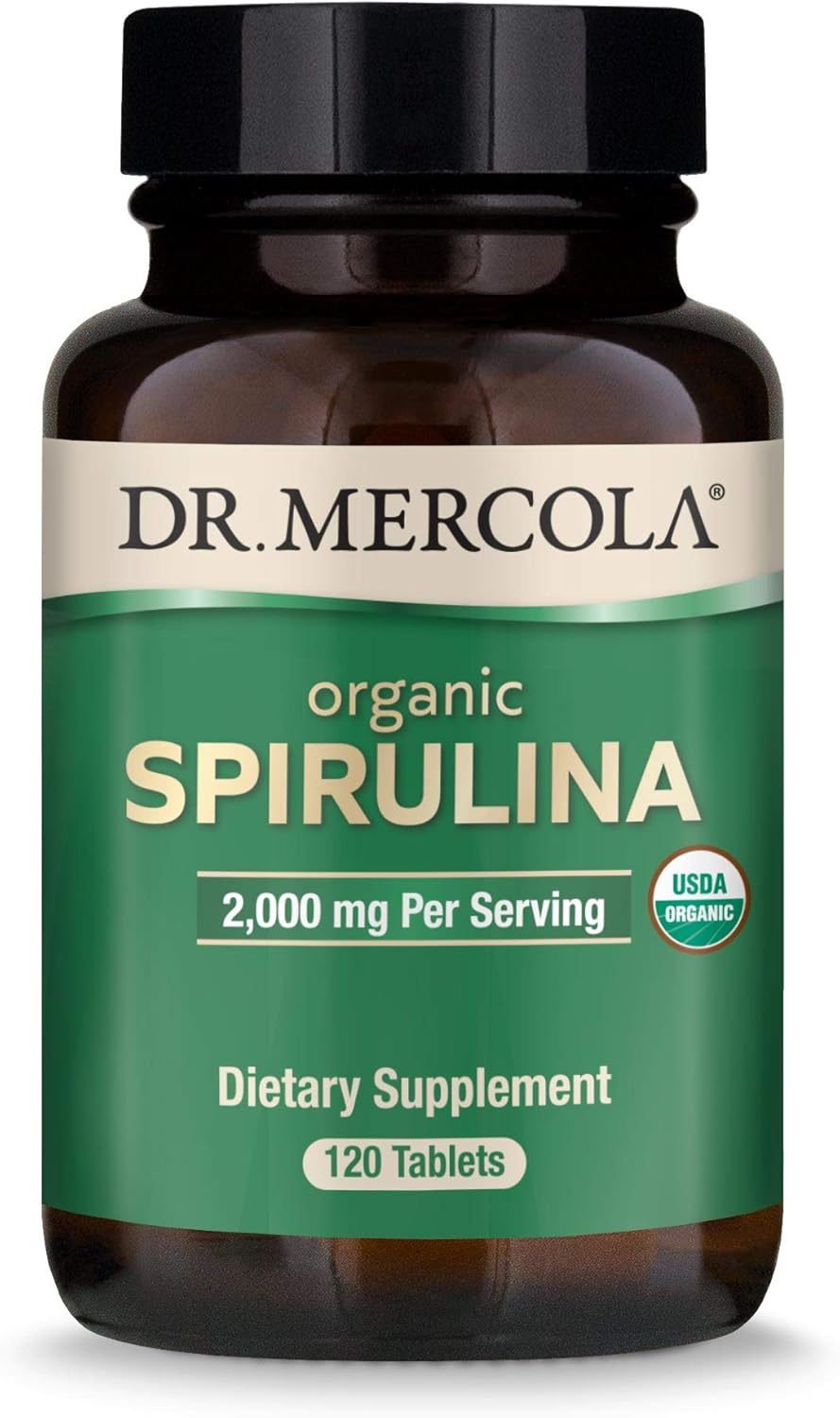 Dr. Mercola Organic Spirulina Dietary Supplement, 2,000 mg per Serving, 30 Servings (120 Tablets), Supports Normal Immune and Inammatory Responses*, Gluten Free, USDA Organic