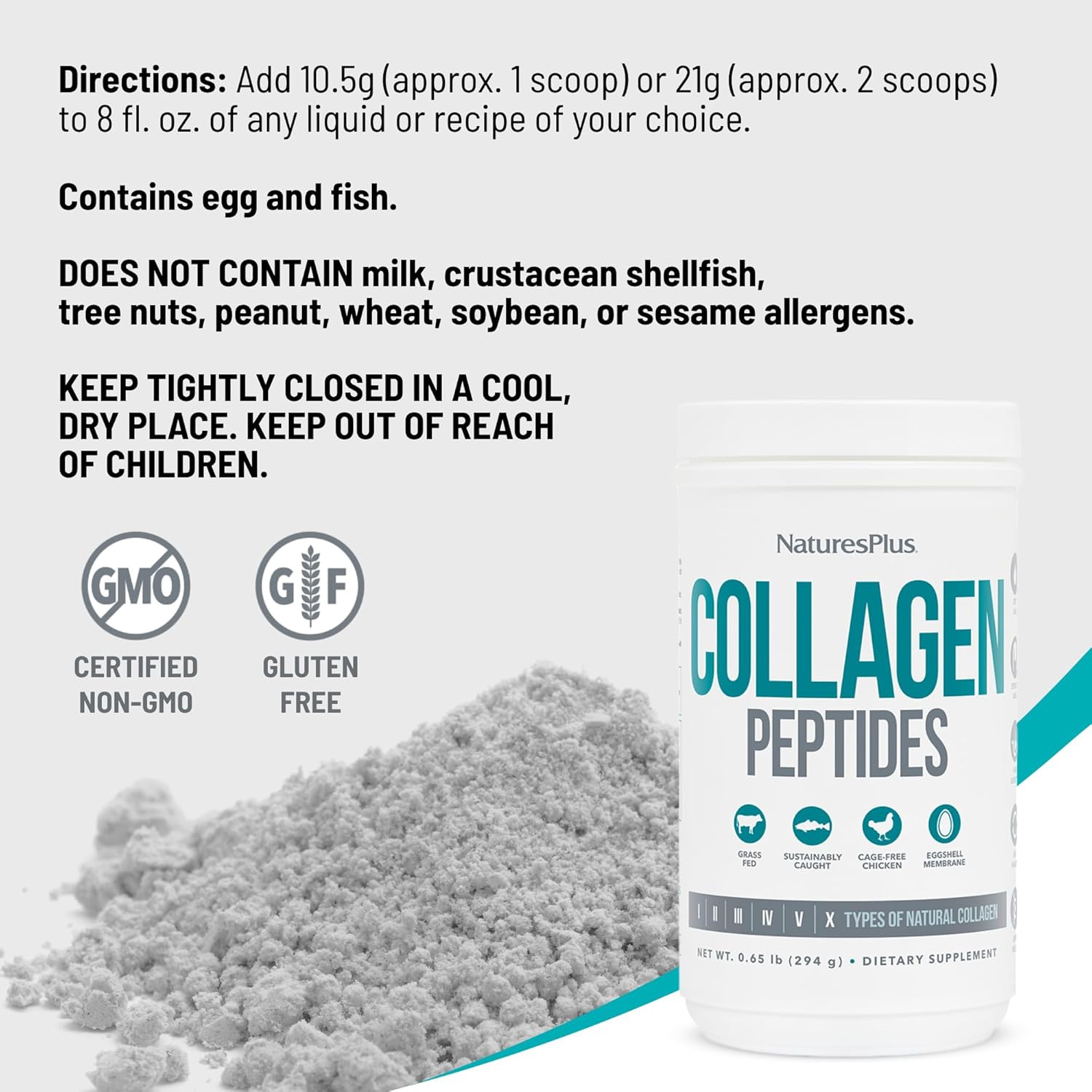 Naturesplus Collagen Peptides Powder - 0.65 Pound - Provides Total Body Function Support - Hair, Skin, Joint & Nail Health - Clean Taste - Gluten-Free, Non-Gmo - 28 Servings