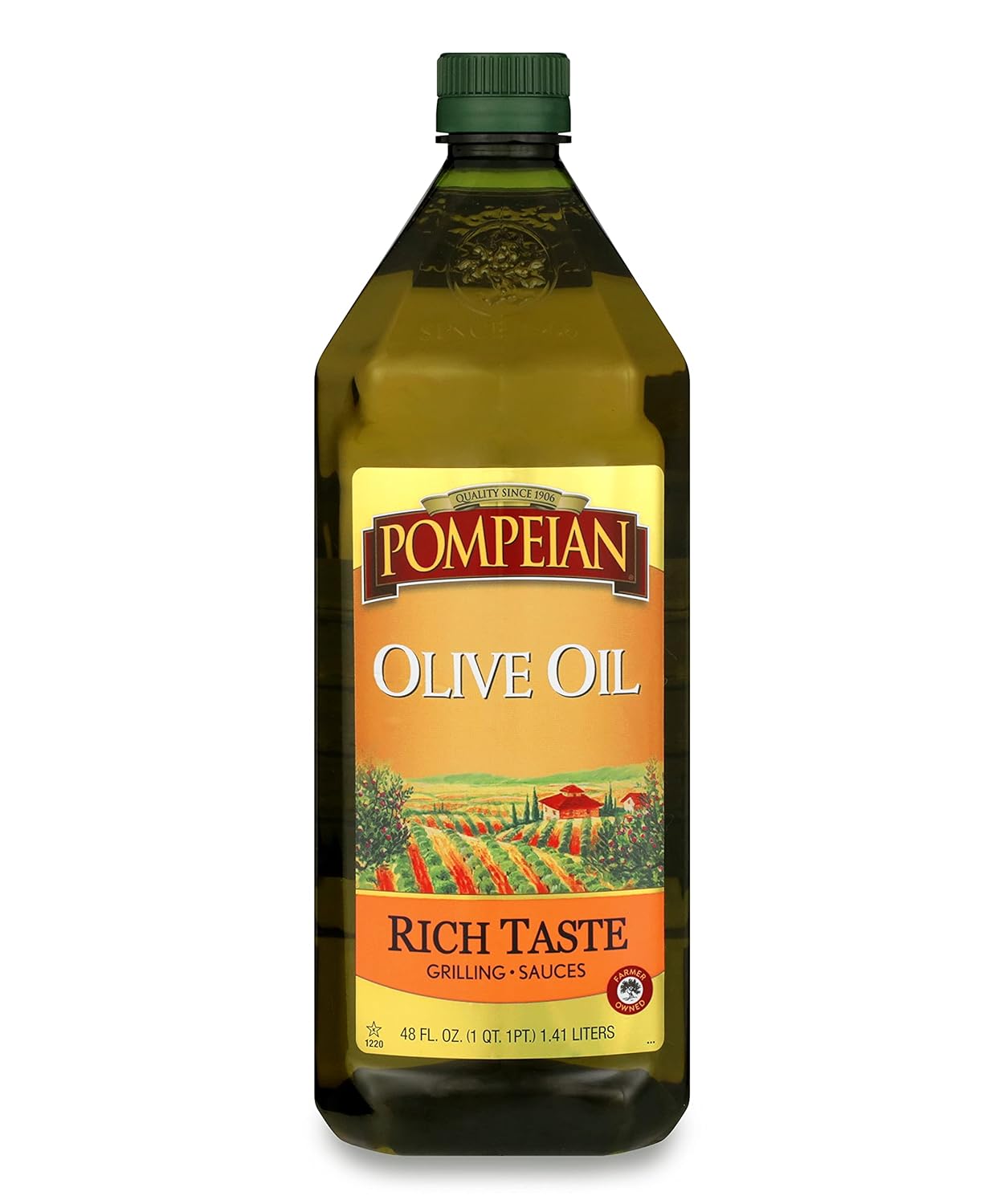 Pompeian Rich Taste Olive Oil, Full Flavor, Perfect For Grilling & Sauces, Naturally Gluten Free, Non-Allergenic, Non-Gmo, 48 Fl. Oz