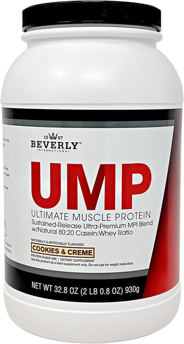 Beverly International Ump Protein Powder, Cookies & Cream. Unique Whey-Casein Ratio Builds Lean Muscle. Easy To Digest. No Bloat. (32.8 Oz) 2Lb .8 Oz