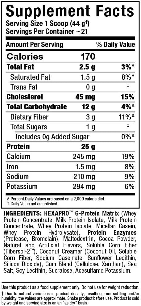 ALLMAX HEXAPRO, Chocolate - 2 lb - 25 Grams of Protein Per Serving - 8-Hour Sustained Release - Zero Sugar - 21 Servings : Health & Household