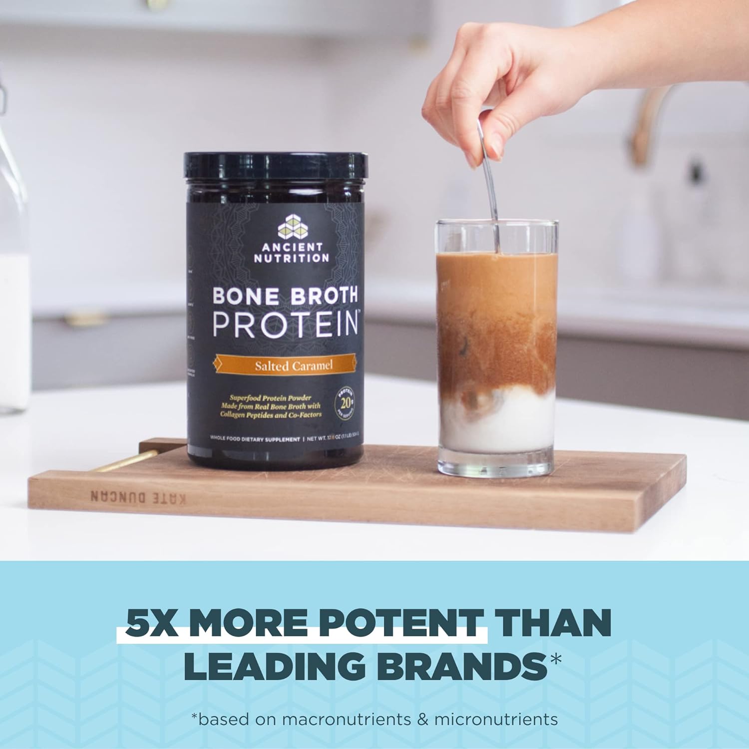 Ancient Nutrition Bone Broth Protein Powder, Salted Caramel, 19g Prote