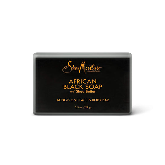 Sheamoisture Face And Body Bar For Oily, Blemish-Prone Skin African Black Soap Paraben Free 3.5 Oz 4 Count, Facial Cleanser