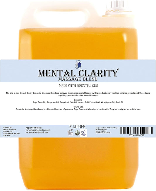 Mystic Moments | Mental Clarity Aromatherapy Massage Oil Blend 5 litres - Natural Massage Blend Made with Essential Oils for Spa & Massage Therapy : Amazon.co.uk: Health & Personal Care