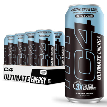 C4 Ultimate Sugar Free Energy Drink 16Oz (Pack Of 12) | Arctic Snow Cone | Pre Workout Performance Drink With No Artificial Colors Or Dyes