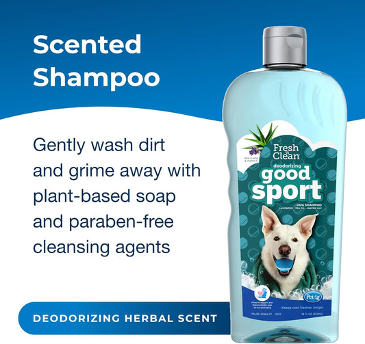 Pet-Ag Fresh ‘N Clean Good Sport Deodorizing Shampoo For Dogs - 18 Oz - Powerful, Odor-Control Formula With Aloe Vera & Vitamin E - Soap Free & Paraben Free