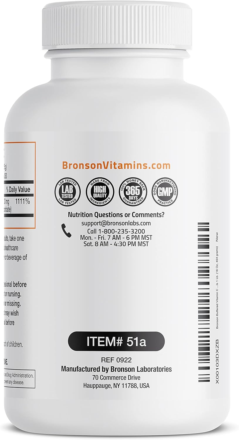 Buffered Vitamin C Powder Ascorbic Acid Buffered with Sodium Ascorbate Soluble Fine Crystals – Promotes Healthy Immune System and Cell Protection – Powerful Antioxidant - 1 Pound (16 Ounces) : Health & Household