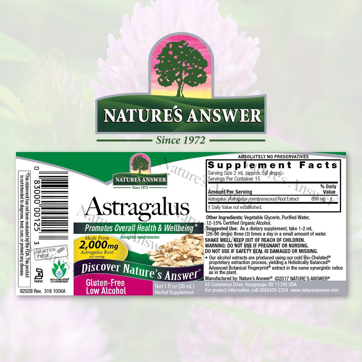 Nature's Answer Astragalus Root Extract with Organic Alcohol, 1-  | Immune Support | Promotes Cardiovascular Health | Natural Stress Reliever