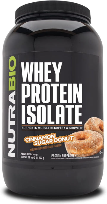 NutraBio Whey Protein Isolate Supplement ? 25g of Protein Per Scoop with Complete Amino Acid Profile - Soy and Gluten Free Protein Powder - Zero Fillers and Non-GMO - Cinnamon Sugar Donut - 2 Lbs