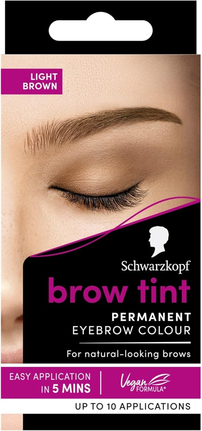 Schwarzkopf Brow Tint Professional Formula Eyebrow Dye Brow Tinting Kit With Gentle Permanent Colour - Light Brown