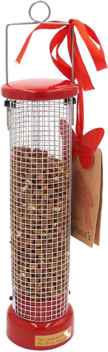 Honeyfields Hanging Peanut Feeder, Red painted Metal & Heavy Duty For Outdoor & Garden use. In Green, Easy Clean, Ideal for Honeyfields Wild Bird Food?71481297