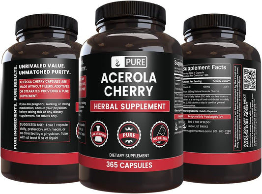 Pure Original Ingredients Acerola Cherry (365 Capsules) No Magnesium Or Rice Fillers, Always Pure, Lab Verified
