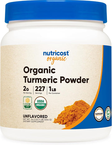 Nutricost Organic Turmeric Root Powder 1 Lb (16Oz) - Certified Usda Organic, Food Grade, Gluten Free, Non-Gmo