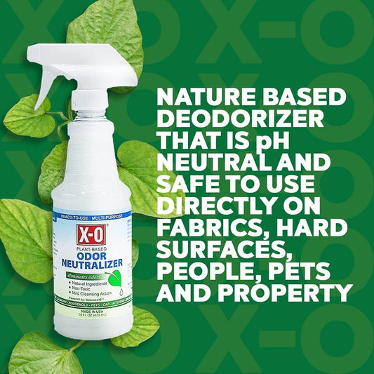 X-O Odor – Commercial Strength Ready-to-Use Odor Eliminator, Neutralizer, Deodorizer – Plant-Based Multi-Purpose Odor Eliminator – Safe for Pets & Children – Scent & Fragrance Free - 16 Ounce, 2 Pack